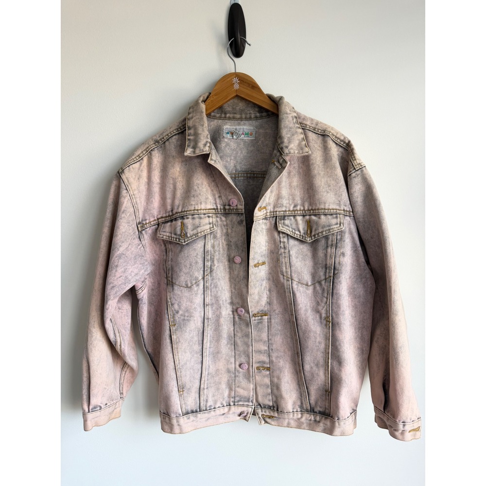 A'Milano Vintage 80s 90s Pink Acid Wash Oversized Denim Jacket Grunge M